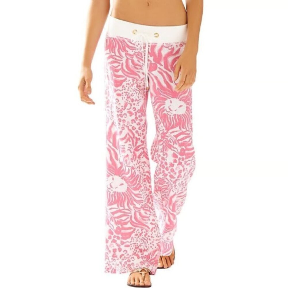 Lilly Pulitzer Pink & White Wide-Leg Printed Pants